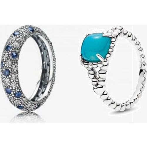 2020 New Sterling Silver Fashion Universe Star Midnight Blue Vitality Spirit Ring, Exquisite Jewelry Is The Best Gift For Couple