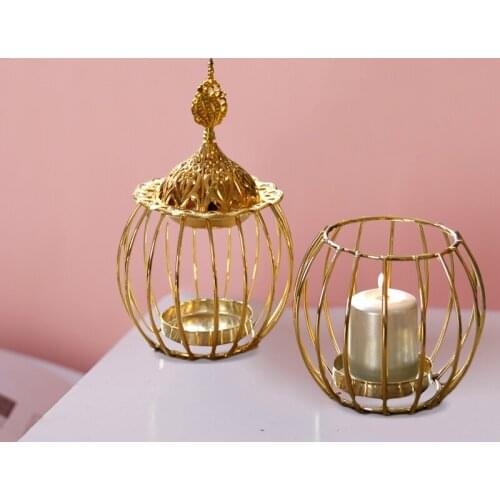 Metal Candle Holder Iron Art Incense Cones Holder Golden Tower Candle Stick Aroma Diffuser Essential Oil Burner Home Desktop
