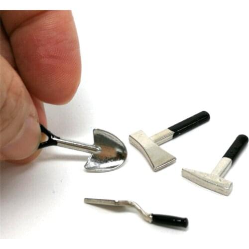2020 Fashion 4pcs Kids Hand Tool Toys Dollhouse 1:12 Mini Axe Shovel Hammer Furniture Toys DIY Builders Doll Accessories Gift