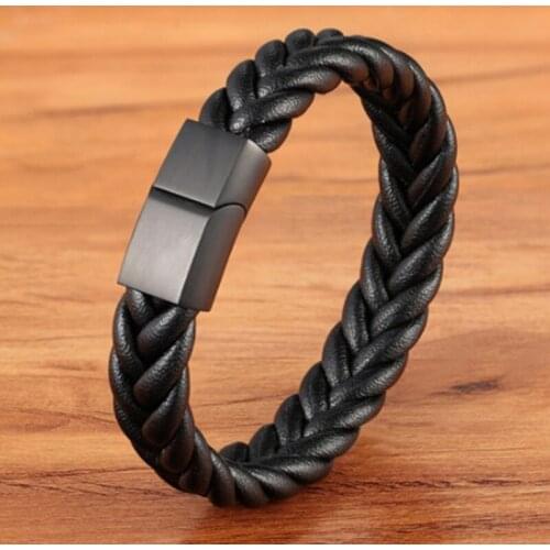 Mens Classic Fashion Vintage Leather Bracelet Braided Bracelet Multicolor Magnet Clasp Bracelet