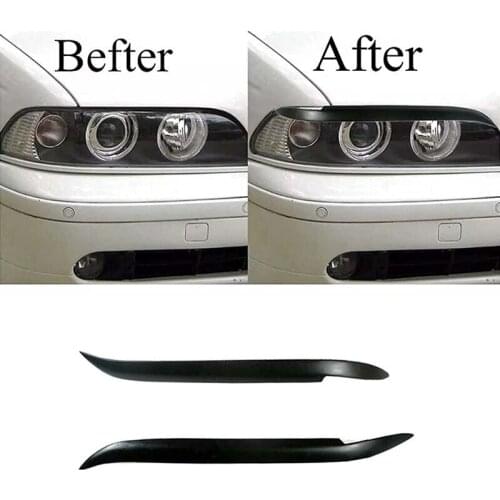 Car Front Headlight Cover Eyebrows Eyelid Trim Sticker For BMW 5 Series E39 525 528 530 M5 1997~2003 Eyelid Molding Trim Cover