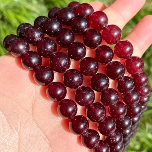 Natural A+ Garnet Red Chalcedony Stone Round Loose Beads for Jewelry Making 6 8 10 12mm Diy Bracelet Necklace Beadwork 15 Inch