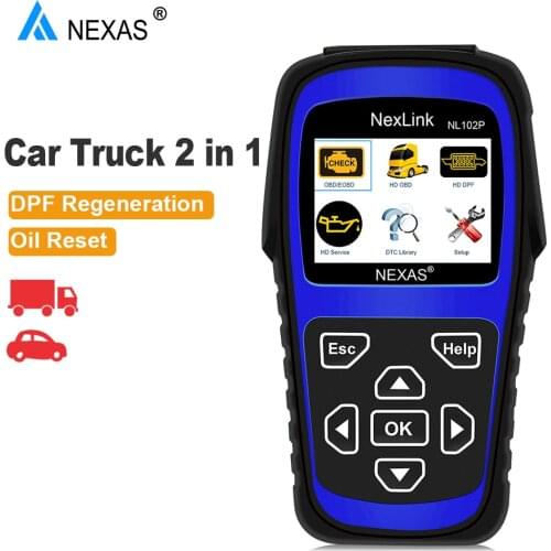 NEXAS NL102P Heavy Duty Truck Diagnostic Scanner DPF/Oil Reset for Diesel Truck Diagnostic Reader Tool 2 in 1 Code Scanner Tool