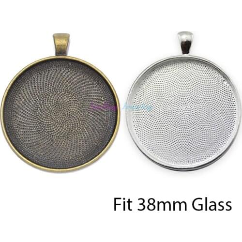 10pcs Fit 38mm Glass Cabochon Setting Silver Color Plated Round Blank Tray Base Bezel Pendant Settings DIY Jewelry Findings