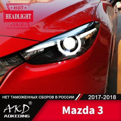 Head Lamp For Car Mazda 3 2017-2018 new mazda3 Headlights Fog Lights Day Running Light DRL H7 LED Bi Xenon Bulb Car Accessory