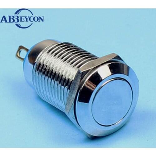 12mm Flat Latching Push Button Switch 1NO 2A 36VDC Metal Shell Push Button Switch