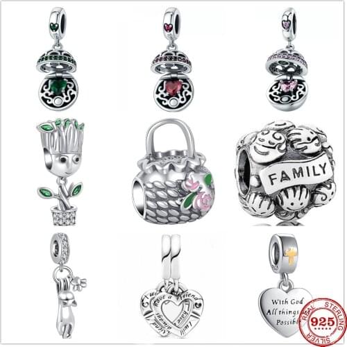 Genuine 925 Sterling Silver Beads Charm Bag Cat Treasure Box Fit Original Pandora Bracelet Charm Jewelry Gift