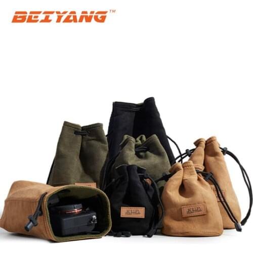 Portable DSLR Camera Bag Canon Universal Drawstring Bags Hand Held Waterproof Canvas Lens Bag for Nikon Sony Pentax Camera Case