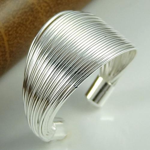 Silver Plated Adjustable Finger Wide Open Ring Multi-lines Girls Fashion Jewelry