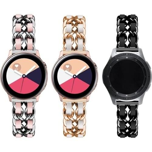 20mm 22mm Metal Chain Strap for Samsung Galaxy Watch S3 Active2 40mm 44mm Huami Amazfit GTR 42mm Jewelry Bracelet Band Removable