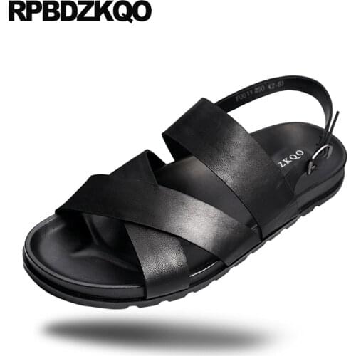 Genuine leather fashion roman 2019 men gladiator sandals summer beach black designer native strap breathable high quality shoes