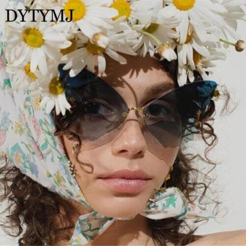 DYTYMJ Oversized Rimless Sunglasses Women Luxury Brand Butterfly Sun Glasses for Women Eyeglasses Vintage Oculos De Sol Feminino