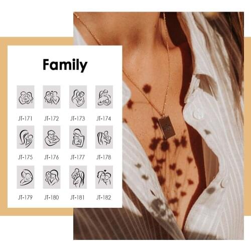 Visunion O-Chian Stainless Steel Necklace Anti-allergy Custom Family Baby Mother Love Engraving Square Necklace for Women Gift