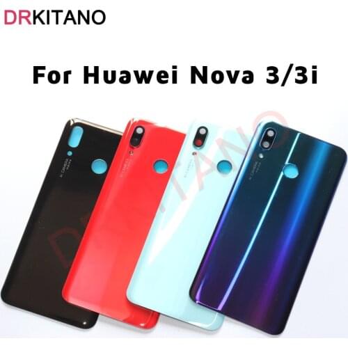 For Huawei Nova 3i Battery Cover Back Glass Rear Door Glass Case Panel For Huawei Nova 3 Battery Cover With Camera Lens Replace