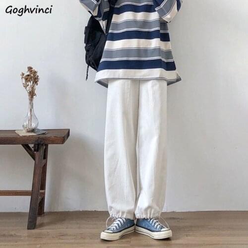 Corduroy Casual Pants Women High Waist Japanese Style Streetwear Loose Pockets Full Length Wide Leg New All-match Chic Fashion