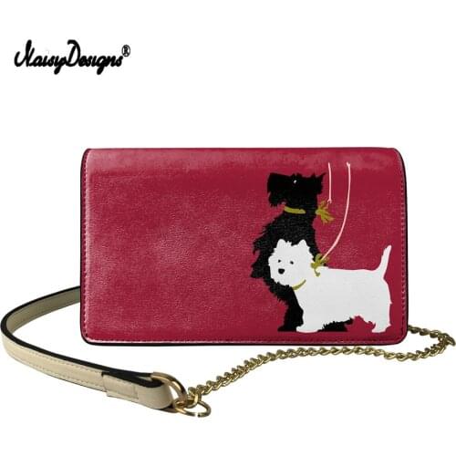 Women Westie Shoulder Party Bags New Female Square Messenger Bag Flap Handbag Chain Cute Animal Printing Wild Crossbody Bag