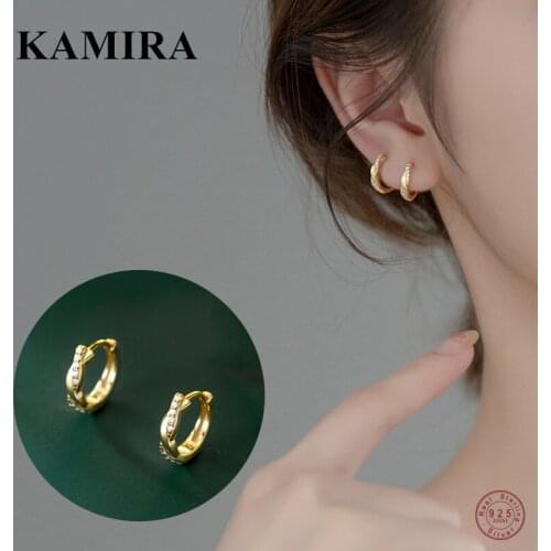 KAMIRA 925 Sterling Silver Vintage Luxury Twisted Ear Buckle Cross Zircon Stud Earrings for Women Party Punk Unisex Jewelry 2021