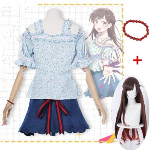 Rent A Girlfriend Ichinose Chizuru/Mizuhara Chizuru Cosplay Costume Women Dress wig Outfits Halloween Carnival Costumes Suits