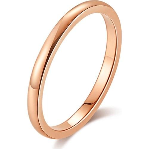 2MM Womens Thin Ring For Anniversary Wedding Engagement Fashion Trendy Woman Jewelry Stainless Steel