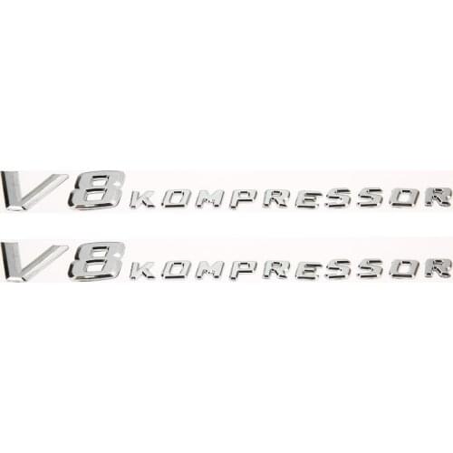 2pcs ABS V8 KOMPRESSOR Plastic Car Trunk Rear Sides Letters Badge Emblem Decal Sticker For Mercedes Benz AMG DIY