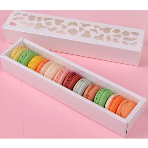 200pcs Hollow Macarons Biscuit Box Long Cake Nougat Box Chocolate Paper Gift Box Wedding Birthday Party