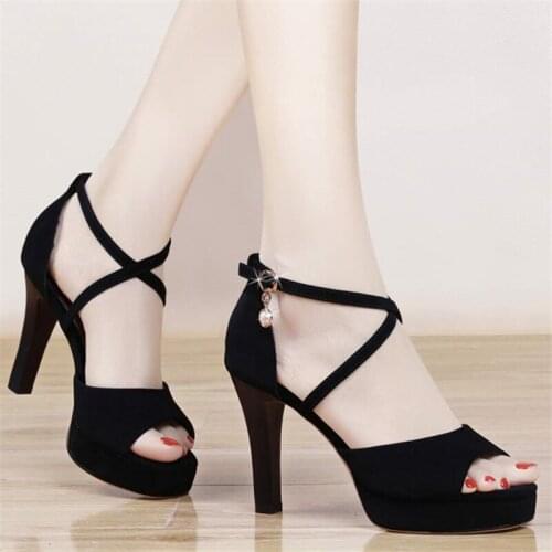 2019 summer new womens ultra-heeled sandals with buckle trend fashion wild womens shoes