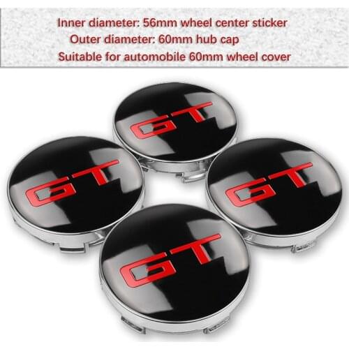 4pcs 56/60mm Car Wheel Center Hub Caps GT Badge Cover Stickers For Alfa Romeo Ford focus Hyundai Kia Nissan Honda VW Accessories