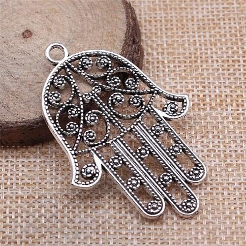 Free shipping 8pcs 52x36mm antique silver Big palm charms diy retro jewelry fit Earring keychain hair card pendant accessories