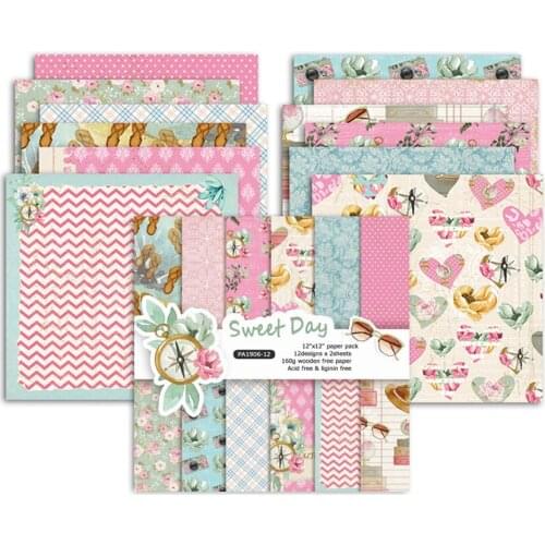 12" 24Pcs/Lot Footprint Retro Material Papers DIY Scrapbooking Album Diary Gift Decorative Paper Scrapbooking Paper