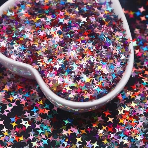 Nail Glitter Sequins Holographic Laser Cross Star 4mm Sequin Sparkly Paillette DIY Nail Art Decorations Slices Accessories