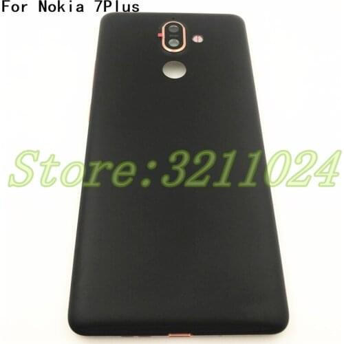 Original New 6.0 inches For Nokia 7 Plus Housing Rear Back Battery Door Cover Replacement Parts Black With Logo