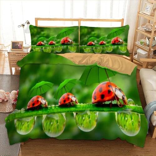 Dropshipping 3d Ladybug Bedding set polyester Duvet Cover Bed Set Single Twin queen king size home textile