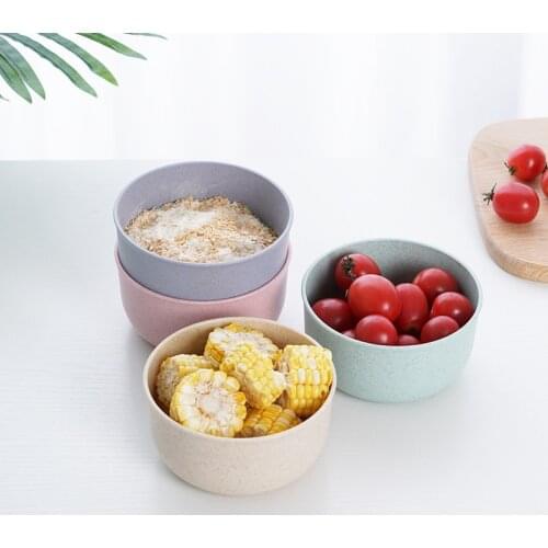 Eco-friendly Wheat Straw Children Rice Noodle Salad Bowl Household Tableware Plate Snacks Dish Eco-friendly Kitchen Tableware