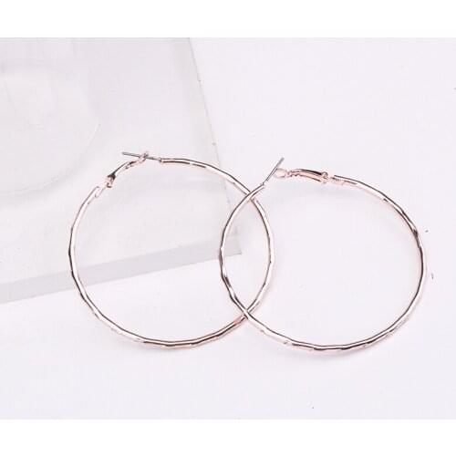 European And American Fashion Exaggerated Geometric Large Circle Ear Hoop Nightclub Texture Earrings Woman