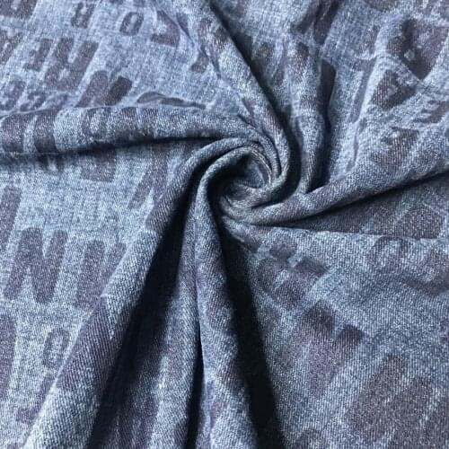 FAD English Alphabet Pattern Embossed Denim Sanding Wash Water Craft Fabric Diy Clothing Cloth Shoes Bag Accessories