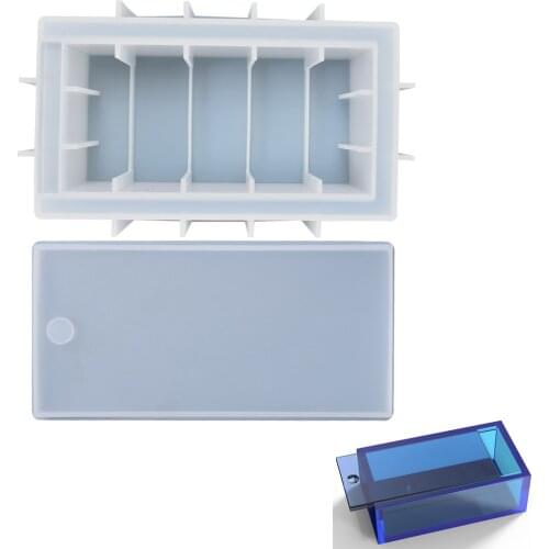 Dominoes Box with Lid Epoxy Resin Mold Flexible Silicone Chess Tissues Napkin Storage Case Mould Container Casting Molds Tool