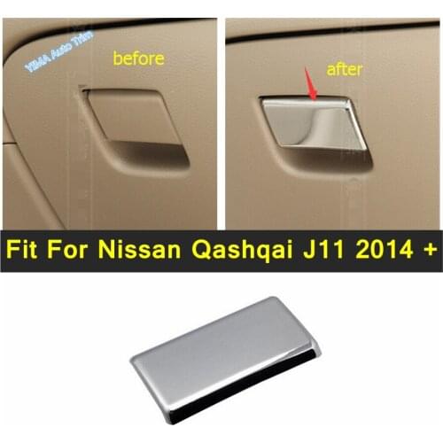 Lapetus Fit For Nissan Qashqai J11 2014 - 2020 ABS Chrome The Copilot Glove Storage Box Handle Cover Sequins Cover Trim
