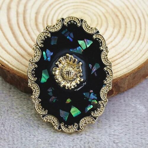 Oil drop brooch Van Gogh oil painting series corsage, shell, sunflower, retro, European and American art all-match