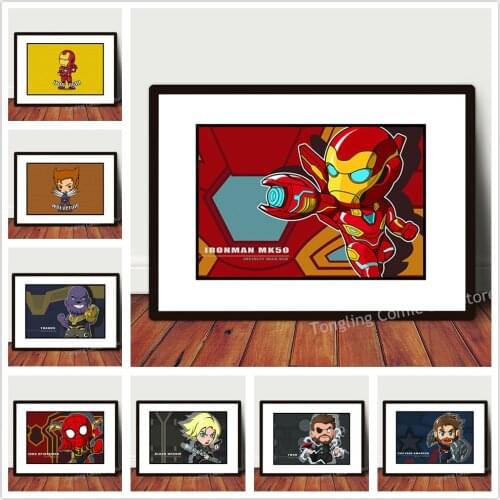 Marvel Superhero Canvas Paintings Avengers Cartoons Poster Prints Wall Art Pictures Living Kid Bedroom Dorm Cafe Decor Mural