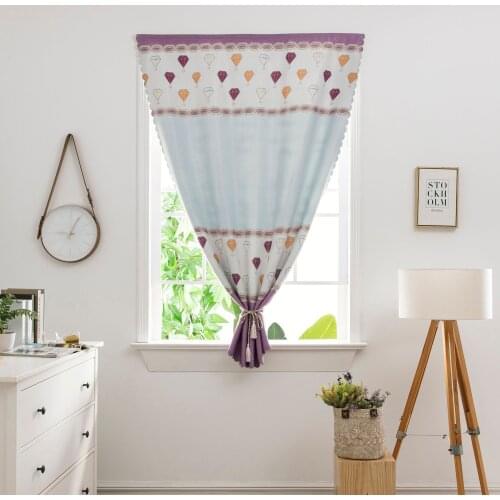 Short Curtains for Kitchen Velcro Top Wave Edge Vertical Polyester Fabric Finished Living Room Bedroom Car Window Panel Drapes