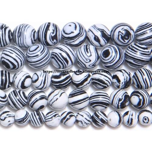 Natural Stone Black Lace Malachite Round Loose Beads 15" Strand 6 8 10 12 MM Pick Size For Jewelry Making MB15