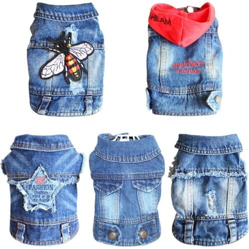 Cool Dog Jacket Puppy Dog Clothes For Dogs Denim Coat Jeans Costume Pet Outfits Chihuahua Poodle Bichon Pet Clothing Coat 35