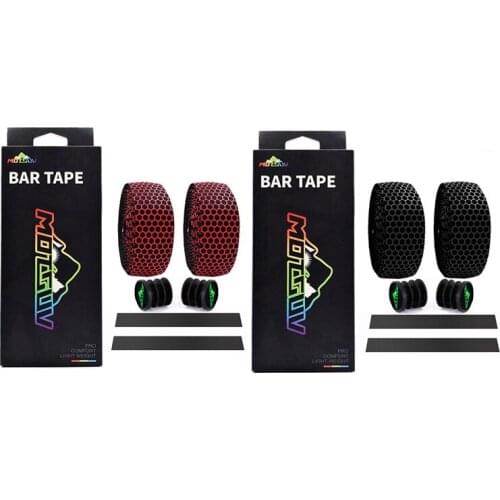 HOT MOTSUV 2 Set Bicycle Handlebar Tape Road Bike Silica Gel Tape Soft Breathable Bike Handlebar,Red & Black