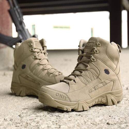 Mens Boots High Top Military Boots Outdoor Hiking Shoes Top Quality Men Anti-collision Army Tactical Boot