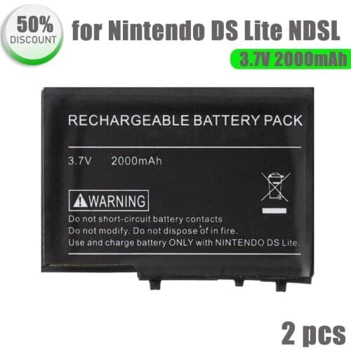 2pcs New 3.7V 2000mAh Rechargeable Lithium-ion Battery Replacement Tool Pack With Mini Screwdriver For Nintendo DS Lite NDSL