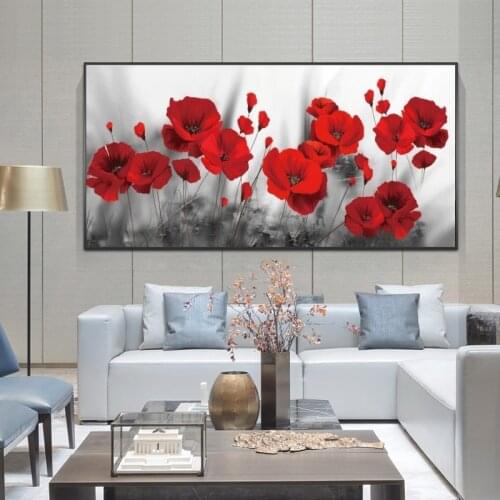 Poppies flower Canvas Paintings On The Wall Art Posters And Prints Red Flowers Canvas Art Wall Pictures For Bed Room Cuadros