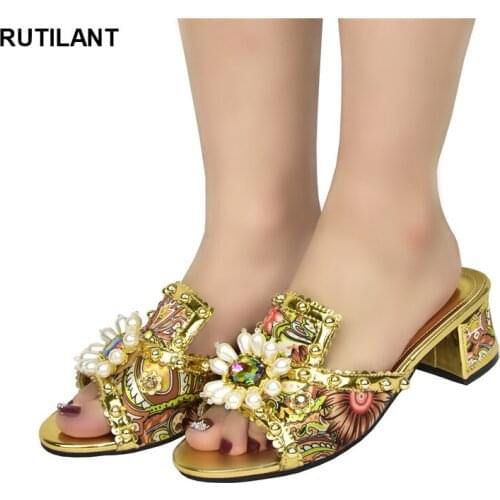 New Arrival African Special Materials High Heels Women Sandals Elegant Nigerian Women Pumps Shoe for Party High Quality