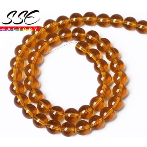 Wholesale Brown Crystal Glass Beads Round Loose Spacer Beads 15"Strand 4 6 8 10 12 mm Diy Charm Bracelet For Jewelry Making G04