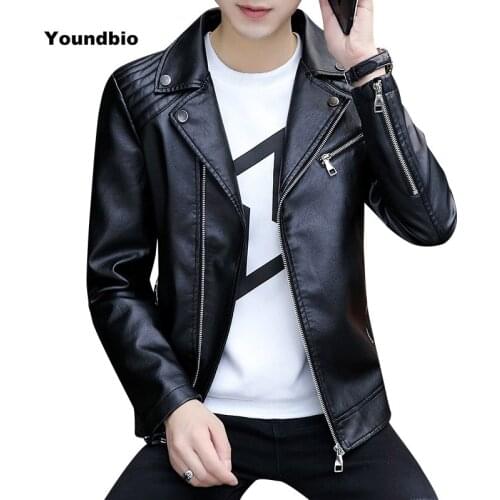 Autumn Winter Mens Leather Jacket Men Casual Motor Pu Leather Jacket Cool Zipper Pockets Leather Slim Coats Large Size 7Xl