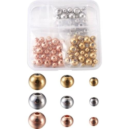 Pandahall 90pcs/box 4 6 8mm 304 Stainless Steel Loose Spacer Beads Finding Bead Round for Jewelry Making DIY Bracelet Necklace